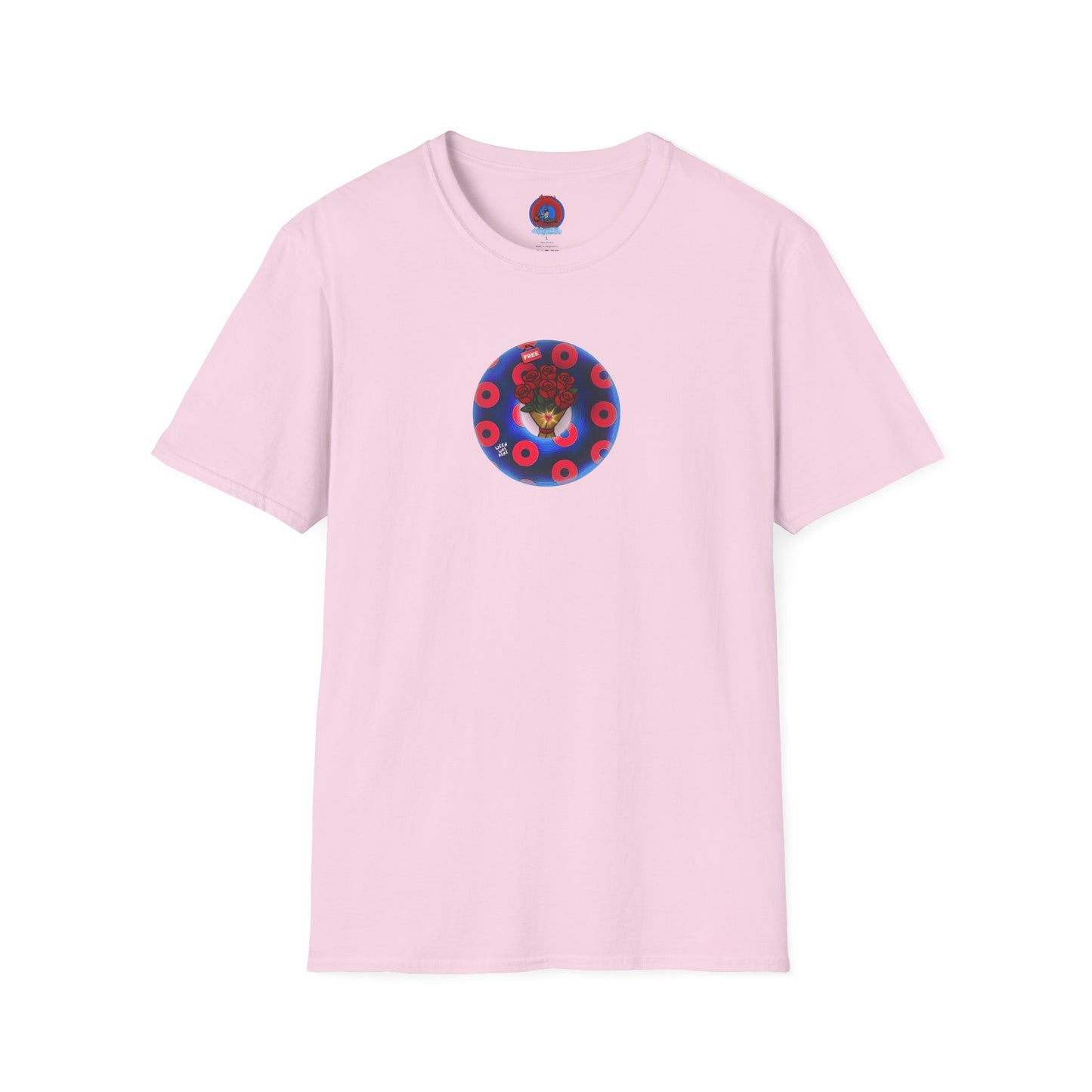 Classic Donut Tee - Unisex Soft-Style - "Donuts of Phreedom" - red/blue paradoxical blimpy donut
