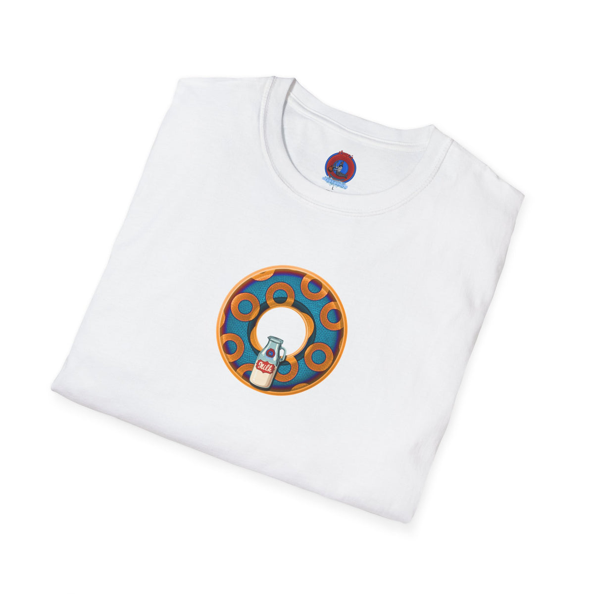 Classic Donut Tee - Unisex Soft-Style - "Wooked Cream - YEMSG Donut " -blue/orange rustic paradox donut - variant 4