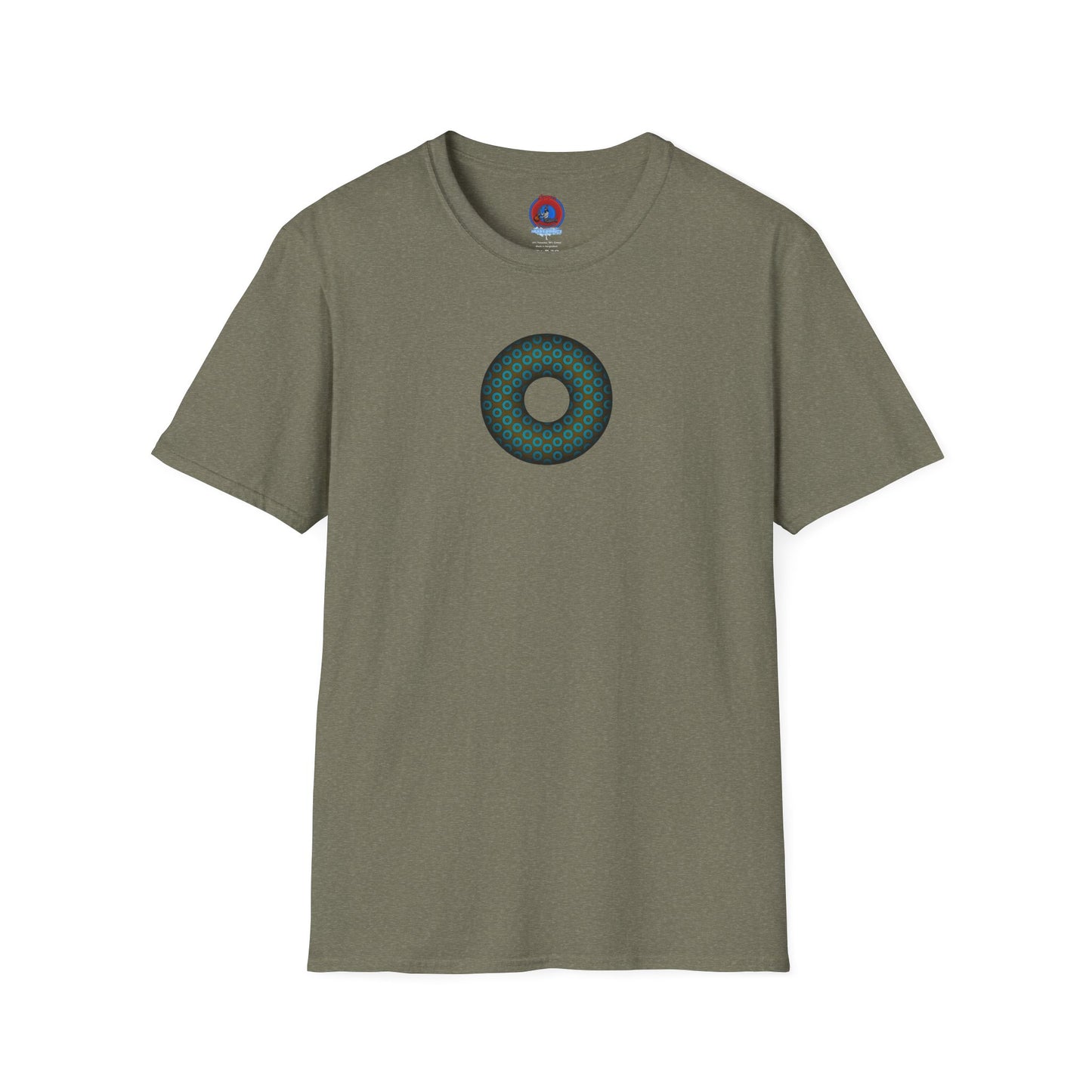 Plain Donuts/Unisex Soft-Style - "Plain Paradoxical Grided Donuts" - teal/brown donuts