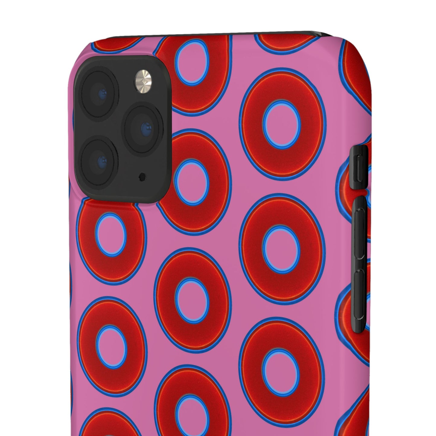 Lumpy Donut Snap Case - red vivid donut print w/light pink background