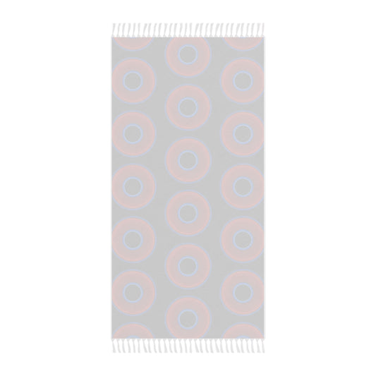 Oversized Lumpy Beach Towel - vivid red donuts w/black background