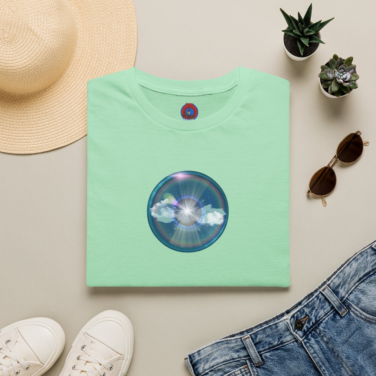 Classic Donut Tee - Unisex Soft-Style - "The Original Divided Donut' - light blue sky donut