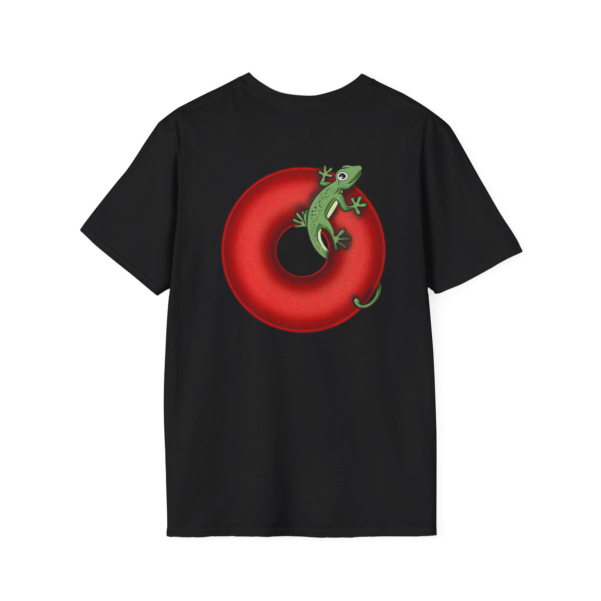 Classic Donut Tee - Unisex Soft-Style - "Practically Extinct Tee Shirt" - plump vivid red donut - variant 1