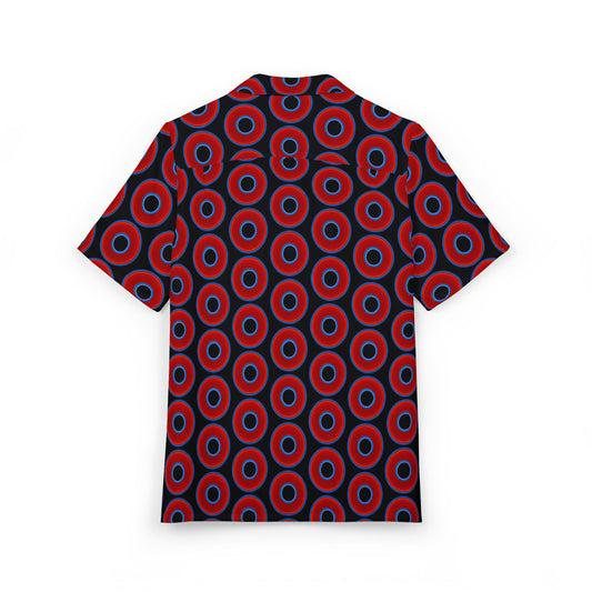 Wilson's 'Epic Hawaiian-Punch' Shirt - vivid red donut print w/black background [unisex]