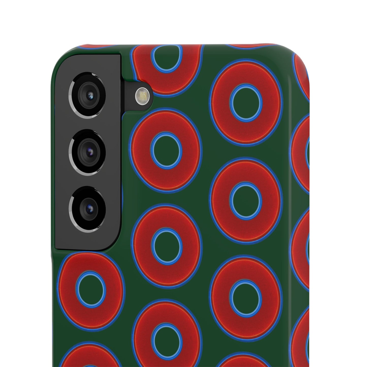 Lumpy Donut Snap Case - red vivid donut print w/deep pond green background