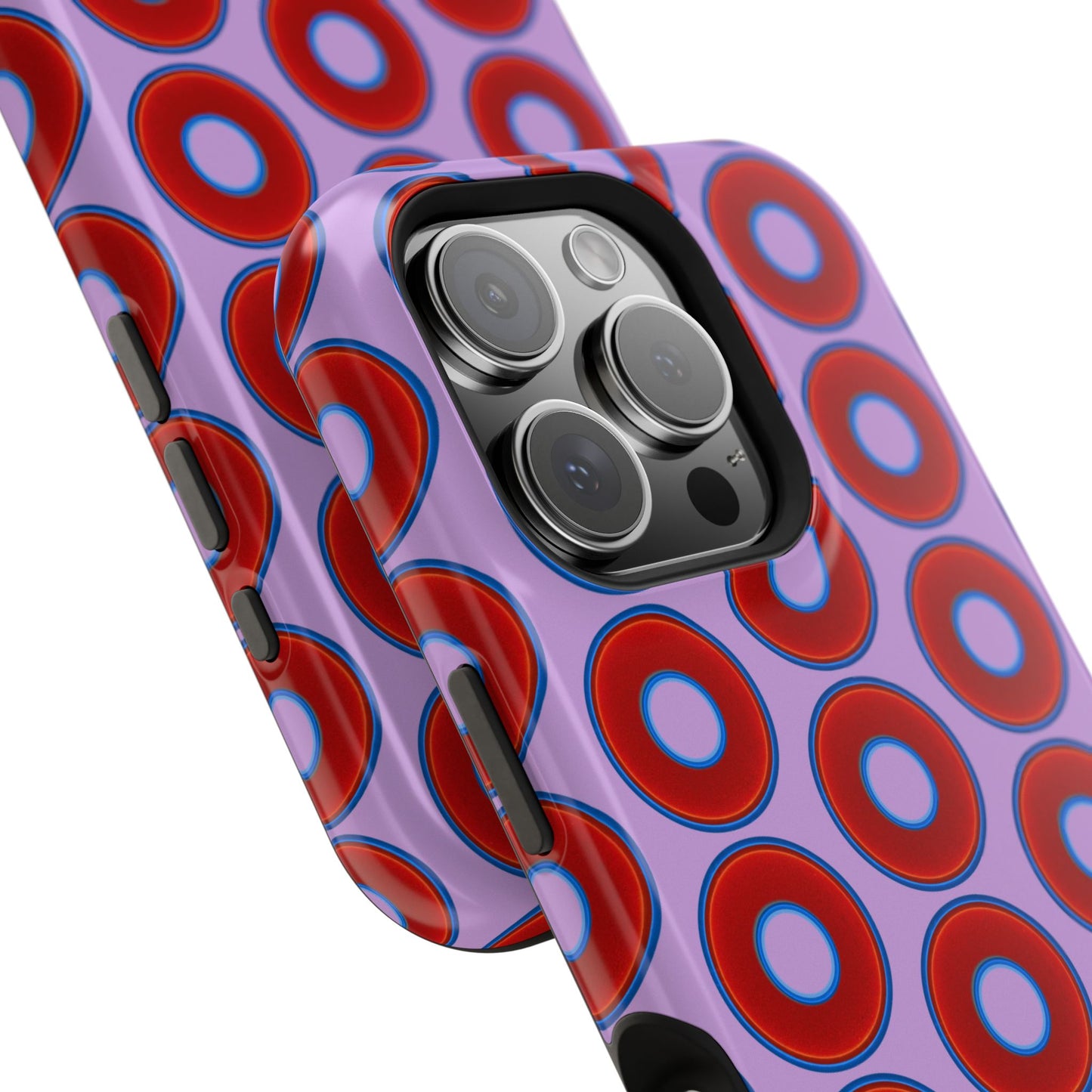 Magnetic Tough Donut Case - red vivid donut print w/wisteria purple background