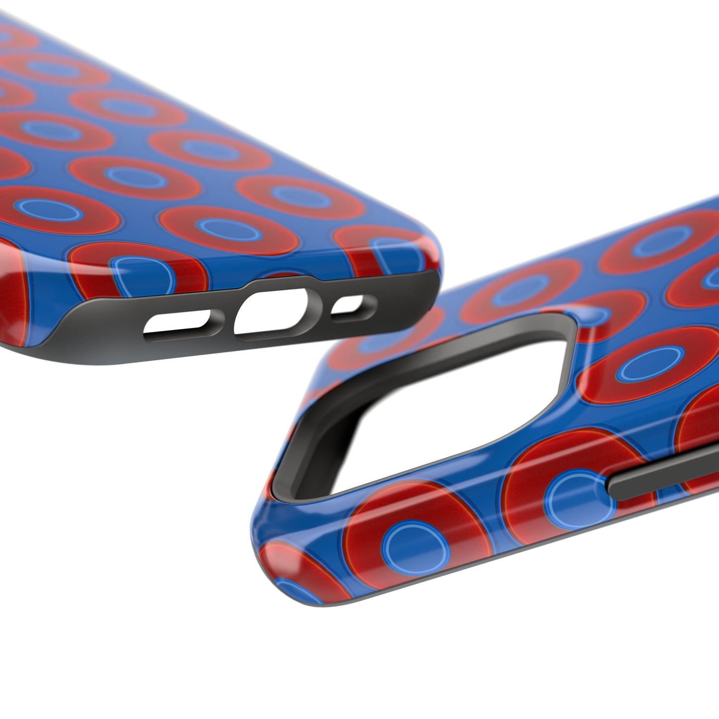 Magnetic Tough Donut Case - red vivid donut print w/dark royal blue background