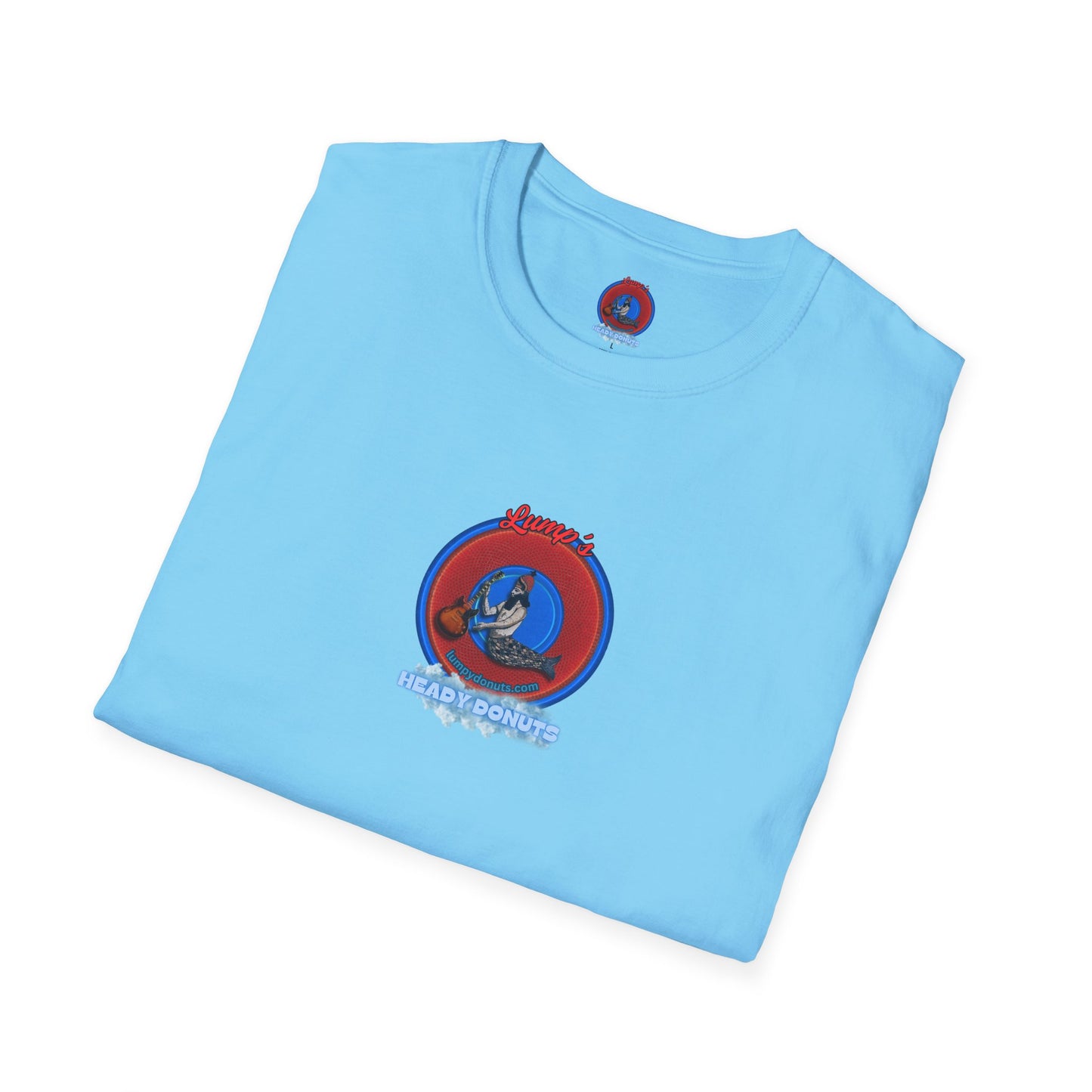 Classic Donut Tee - Unisex Soft-Style - "Lump's Heady Donuts Logo" - series 1.0  - red/blue rustic donut