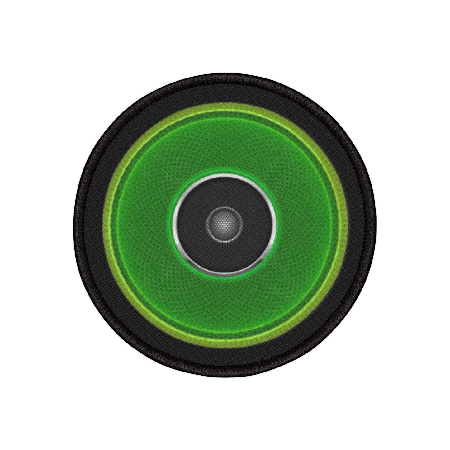 Iron-On Donut Patch - "Rustic Speaker Donut" - green rustic donut