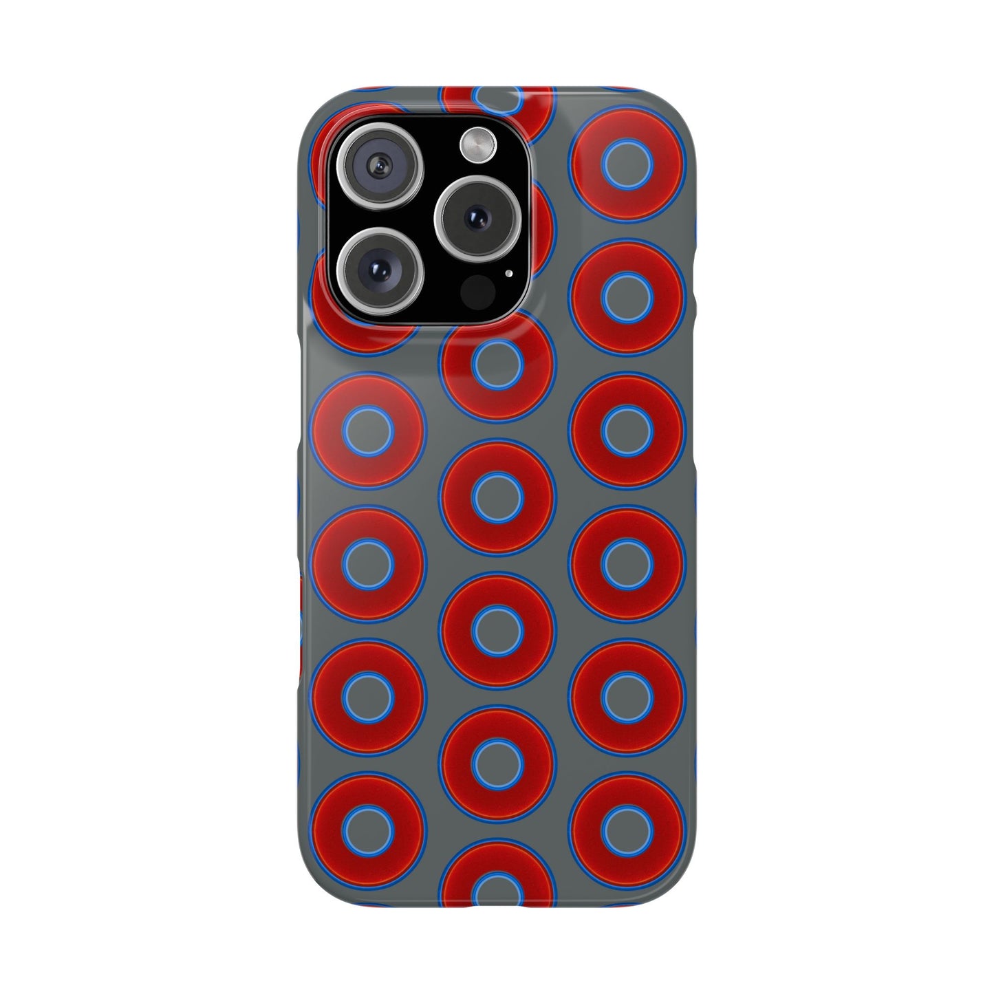 Lumpy Donut Snap Case - red vivid donut print w/dark gray background