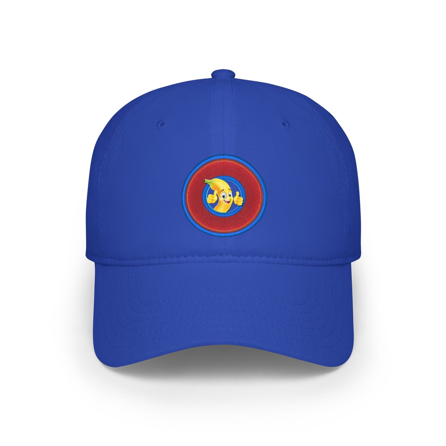 Lumpy Donut Baseball Cap - "This Donut Hat is Bananas" - variant 1 - rustic red donut w/