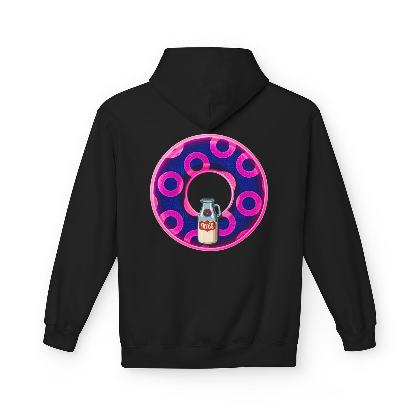 Fleece Harry Hoodies [Midweight Soft-style] - "Wooked Cream Dairy - YEMSG Donut" - blue/magenta rustic paradox donut - variant 5