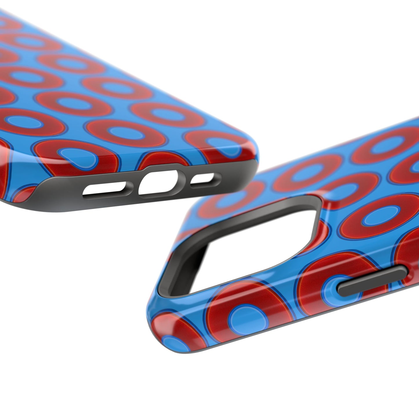 Magnetic Tough Donut Case - red vivid donut print w/sky royal blue background