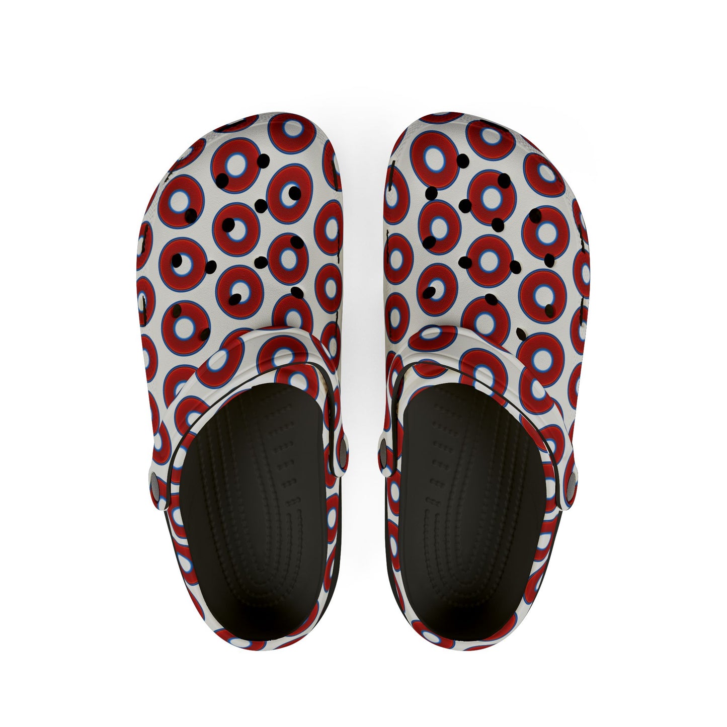 Spatchcocks - donut slip-on shoes - vivid red donuts w/white background [unisex]