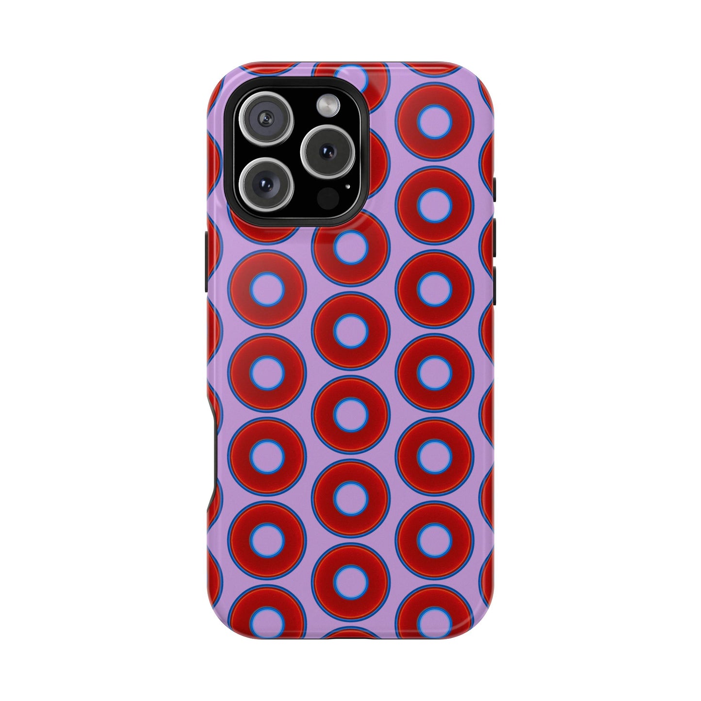 Magnetic Tough Donut Case - red vivid donut print w/wisteria purple background