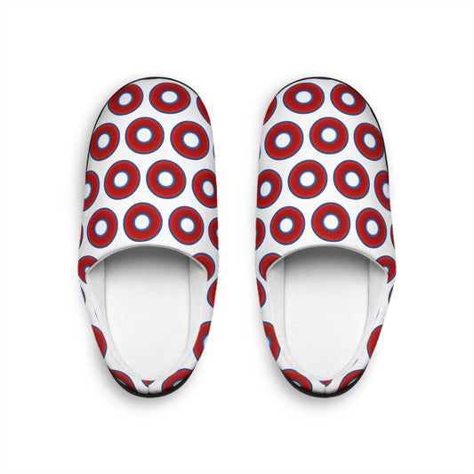 Men's Lumpy Slippers - red vivid donut print w/white background
