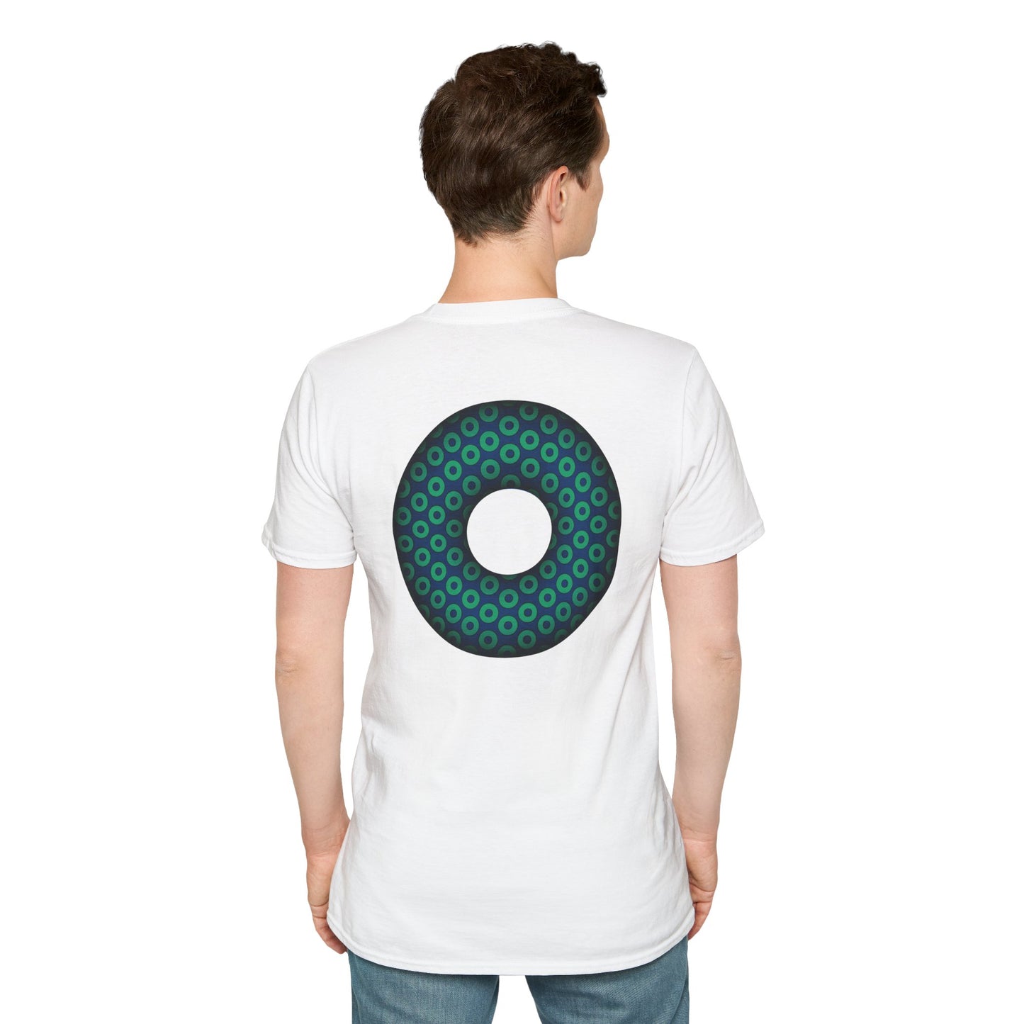 Plain Donuts/Unisex Soft-Style - "Plain Paradoxical Grided Donuts" - dark blue/teal donuts