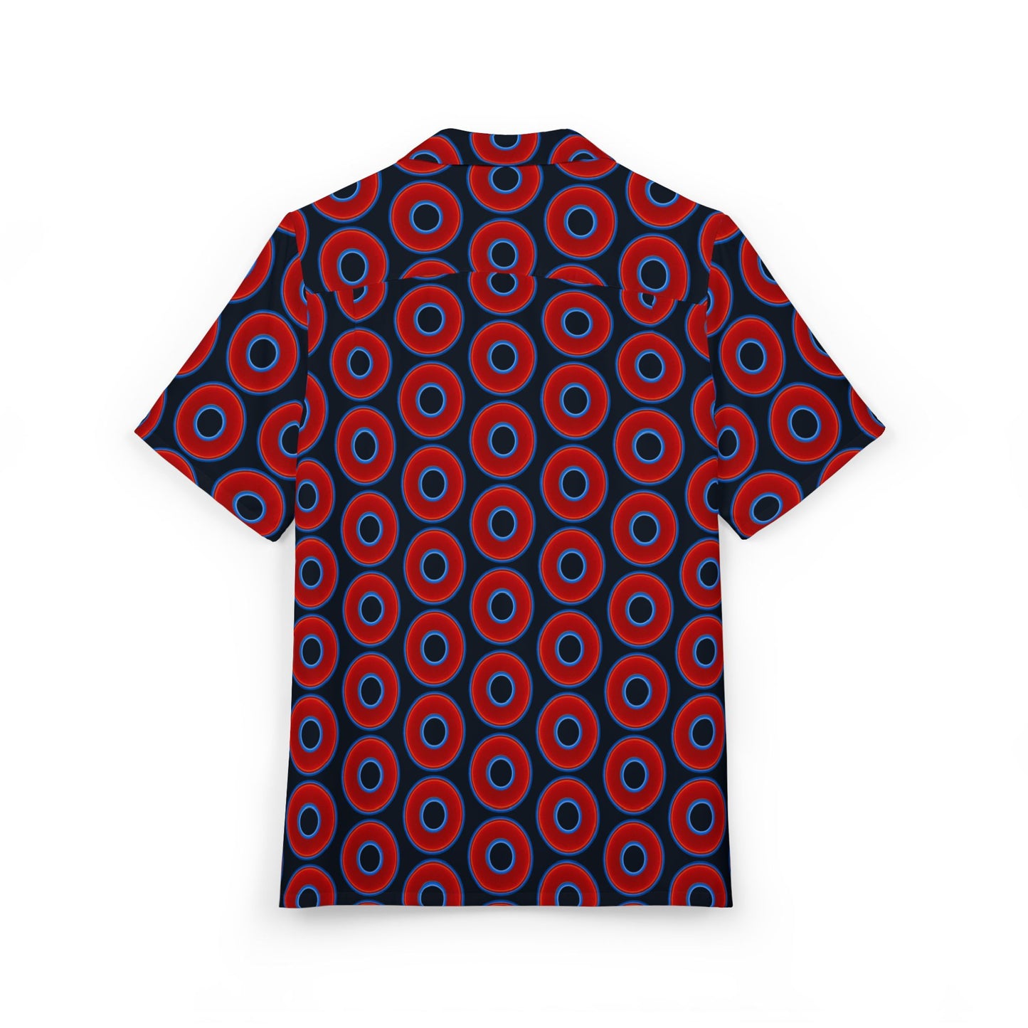 Wilson's 'Epic Hawaiian-Punch' Shirt - vivid red donut print w/blue charcoal background [unisex]