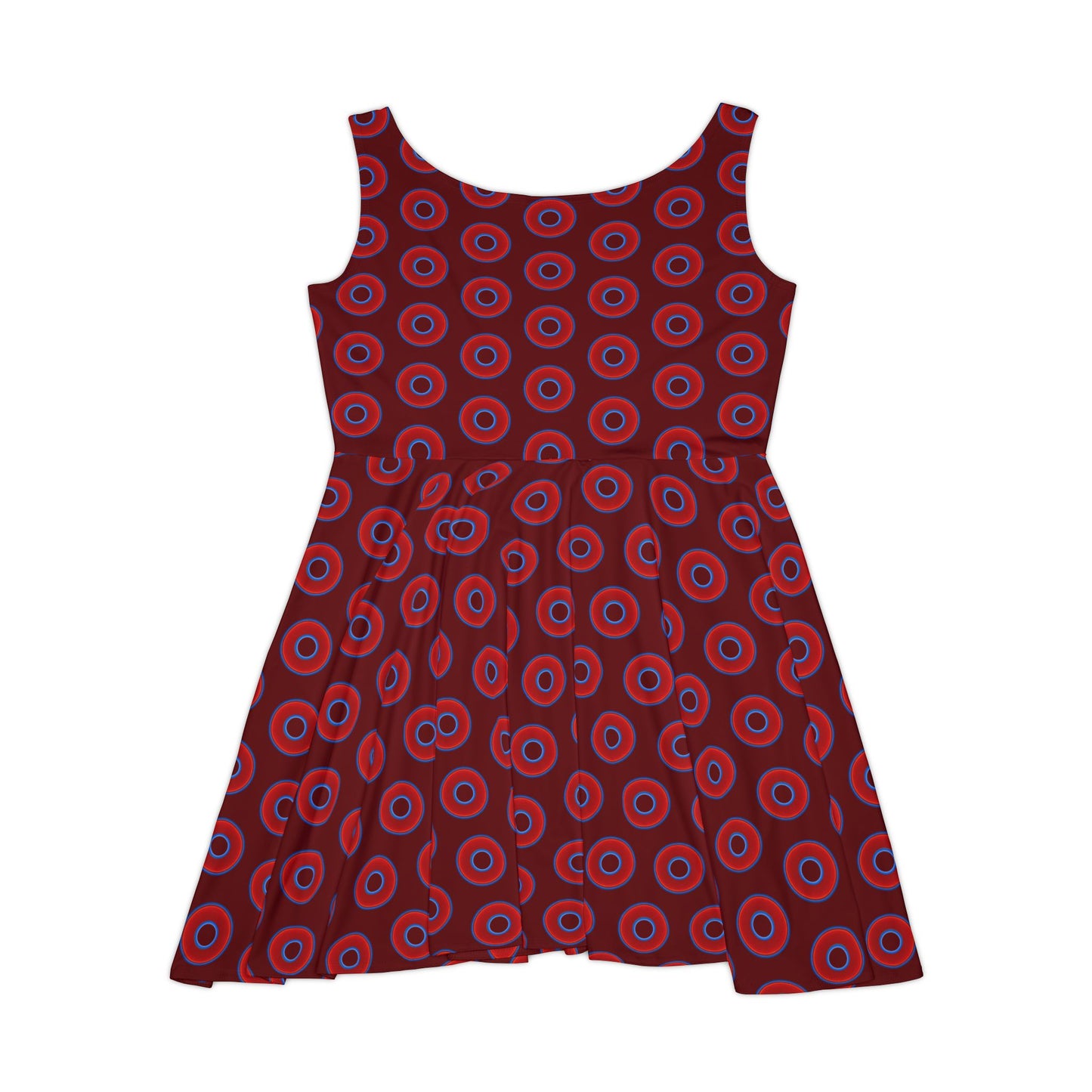Women's Skater Donut Dress - vivid red donut print w/dark red background