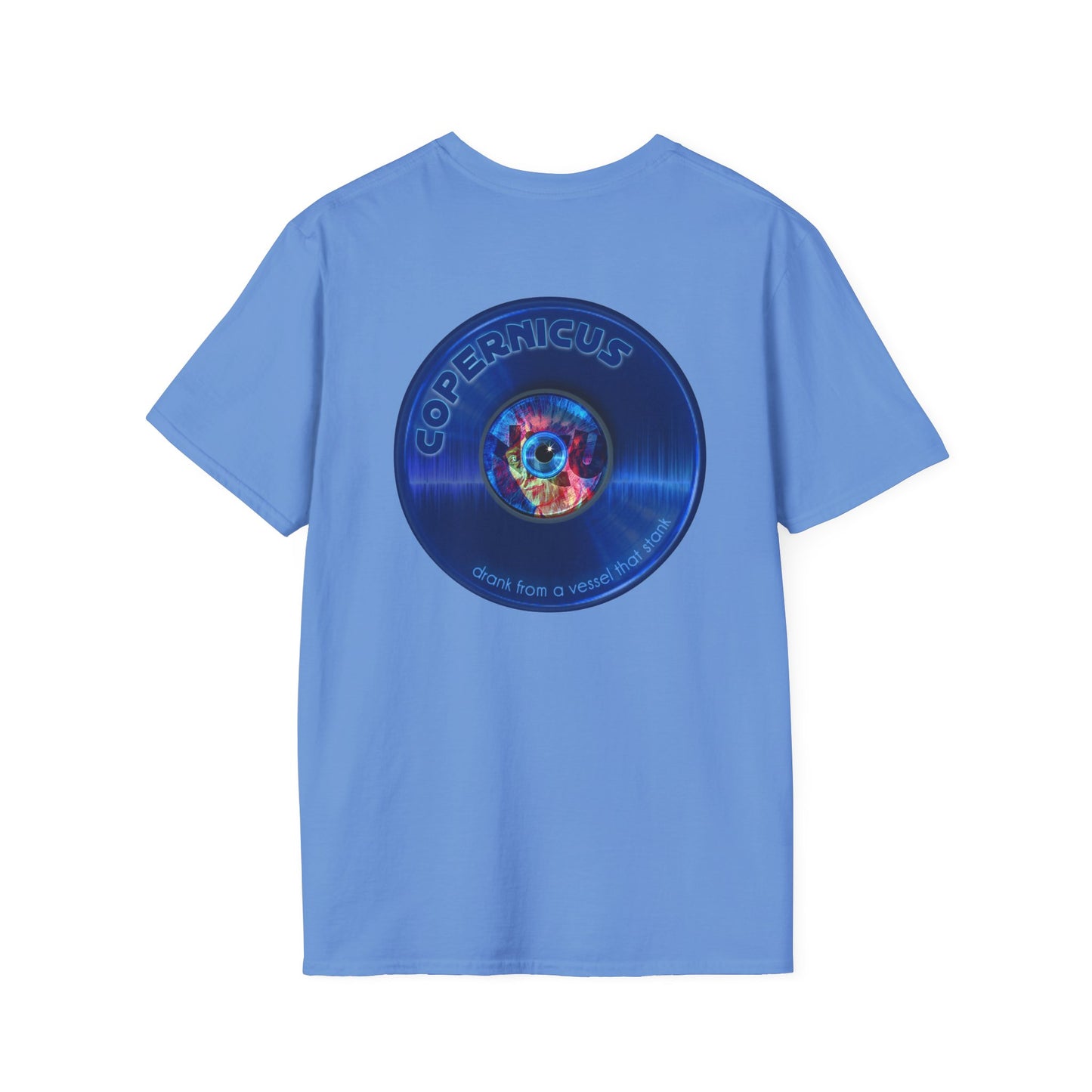 Classic Donut Tee - Unisex Soft-Style - "Drunken Copernicus" - series 1.0 - variant 1 - blue donut