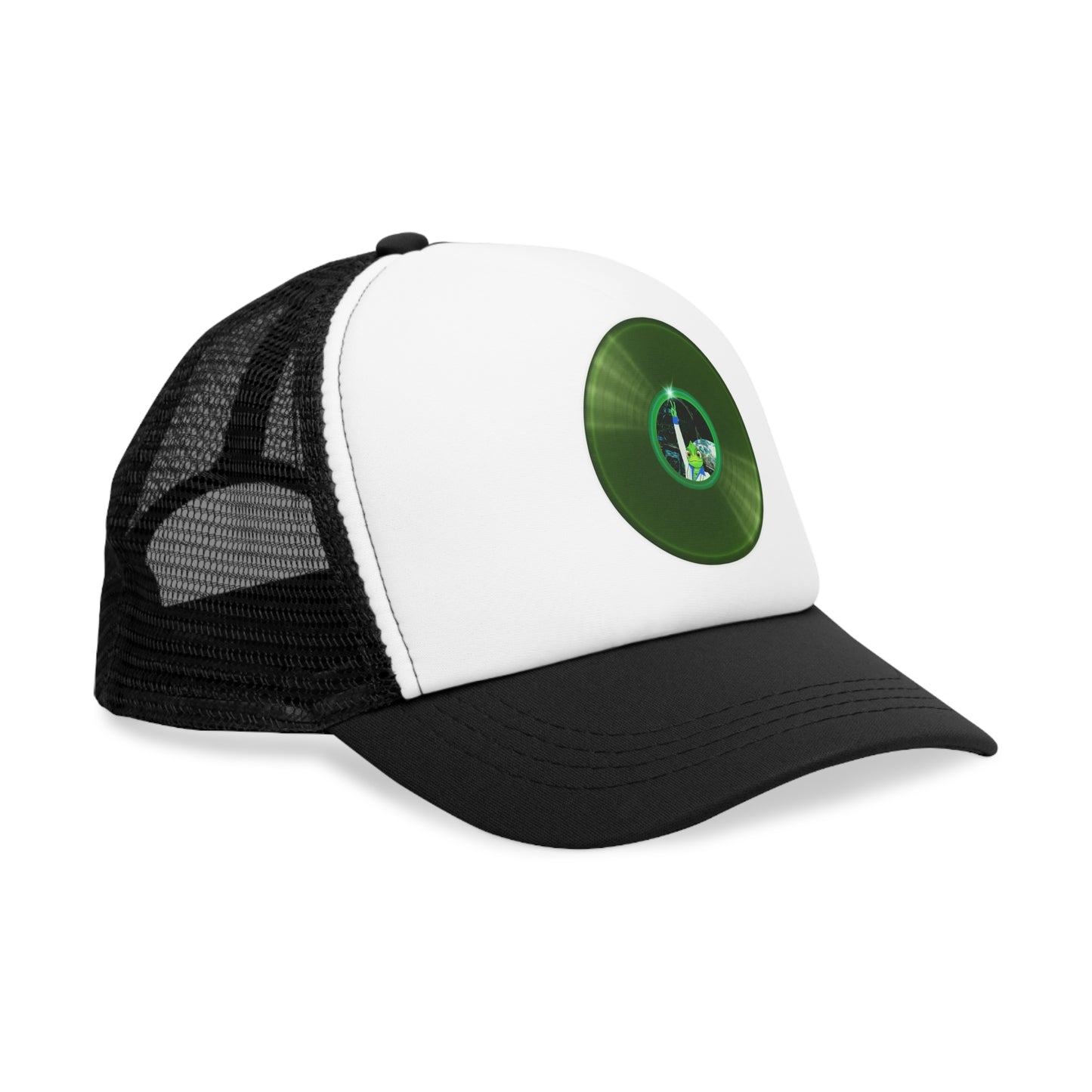 Lumpy Trucker Hat - "Rutherford's Staying Alive" - variant 1 - green donut