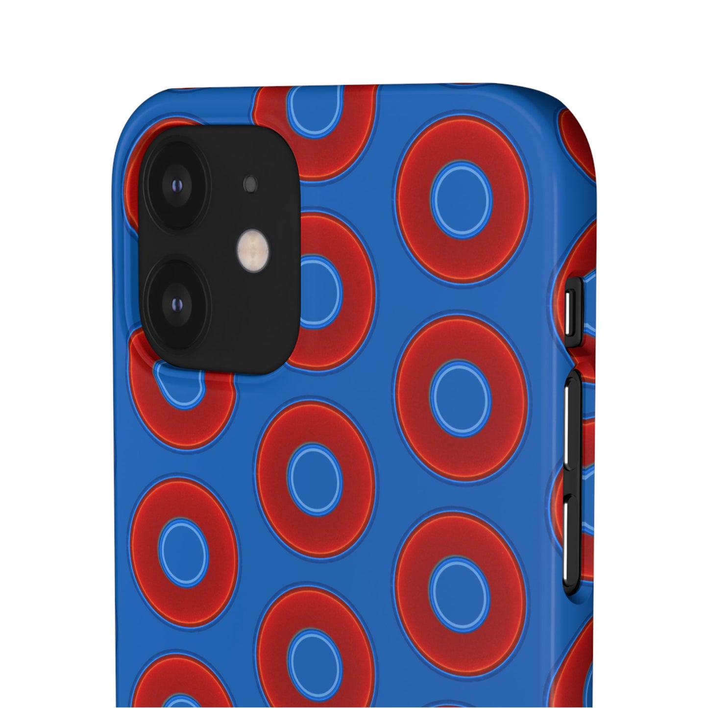 Lumpy Donut Snap Case - red vivid donut print w/dark royal background