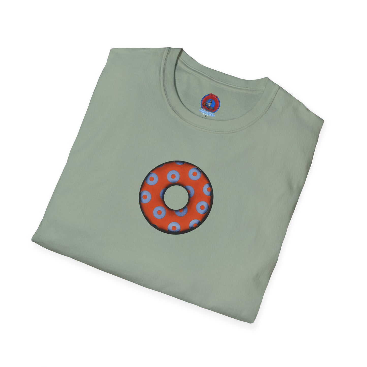 Plain Donuts/Unisex Soft-Style - "Plain Blimpy Paradoxical Donuts" - light blue/orange donuts