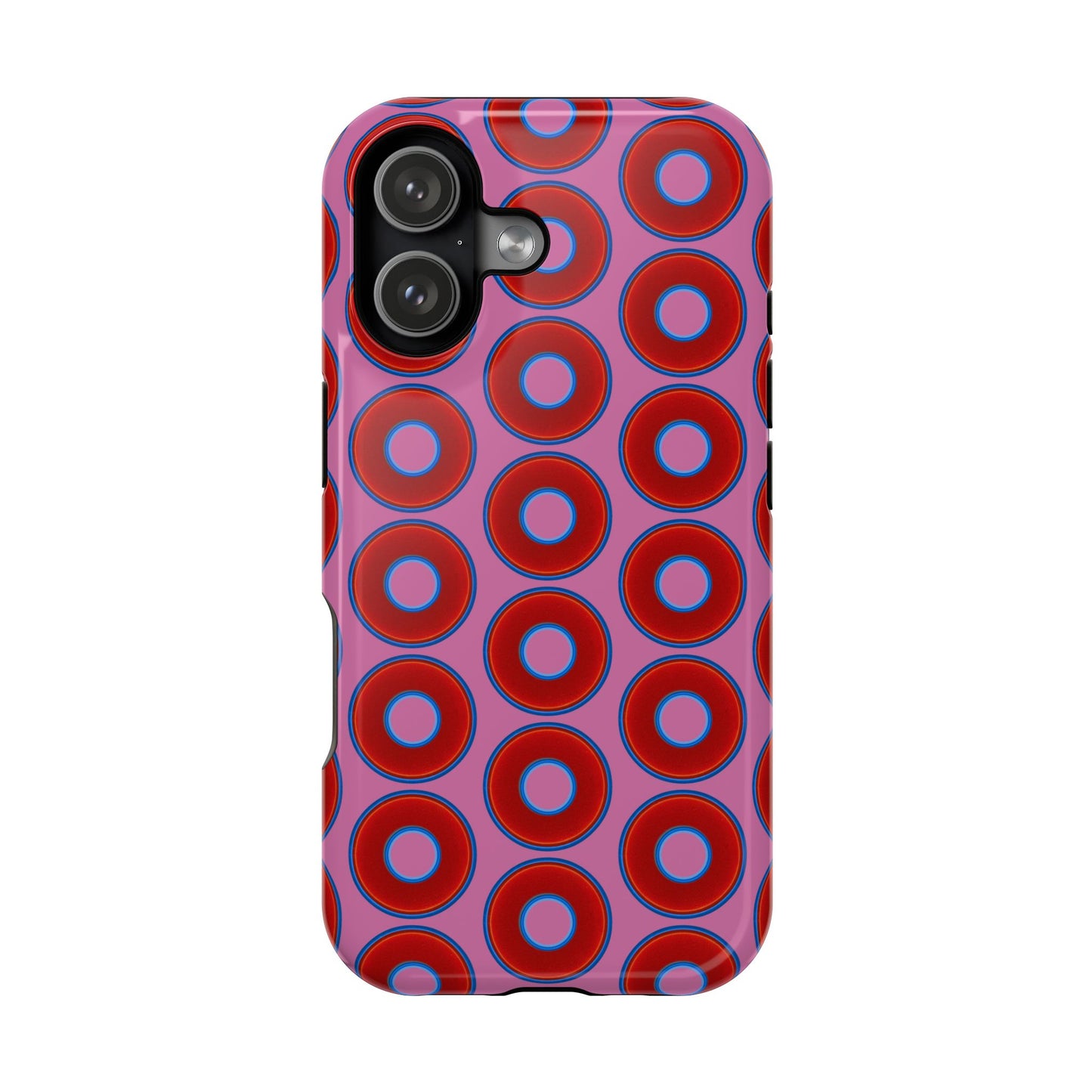 Magnetic Tough Donut Case - red vivid donut print w/pink background