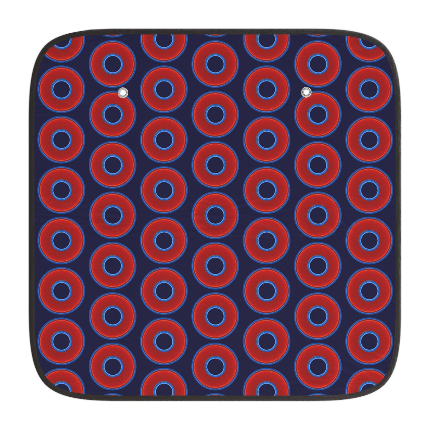 Automotive Donut Sun Shade - red vivid donuts w/midnight blue background