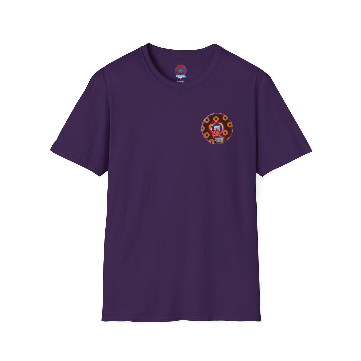 Classic Donut Tee - Unisex Soft-Style - "Every 46th Day Tee Shirt" - paradoxical dark magenta/orange donut