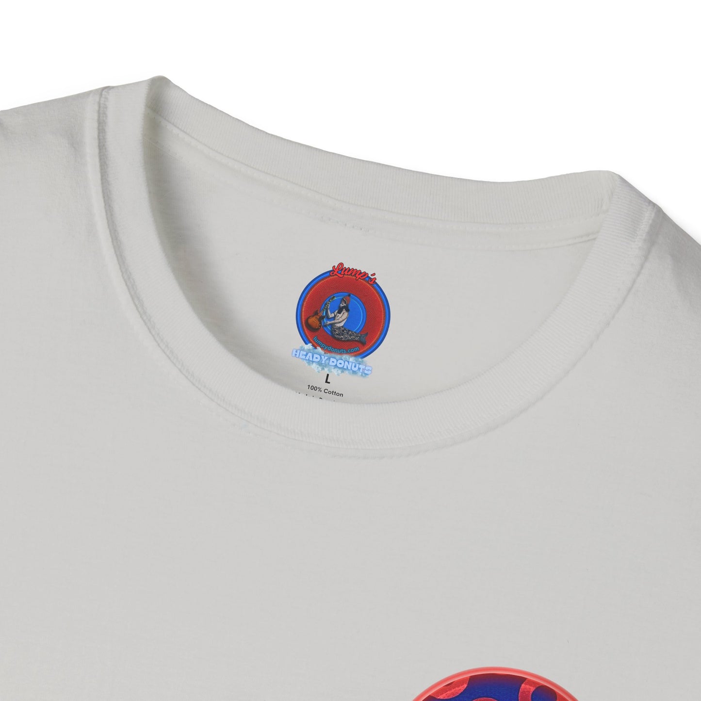 Classic Donut Tee - Unisex Soft-Style - "Kaleidoscope Abyss of Donut" - paradoxical print - variant 2 - series 1.0 - donut vortex - red/blue