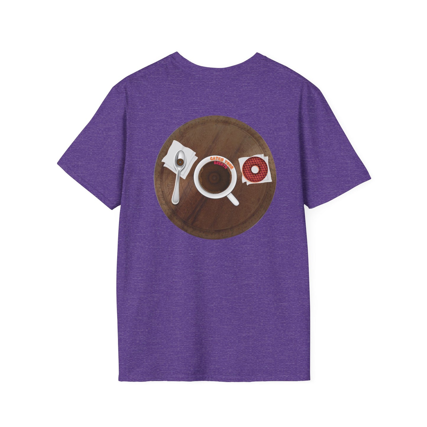 Classic Donut Tee - Unisex Soft-Style - "Coffee With My Donuts" - wooden table donut