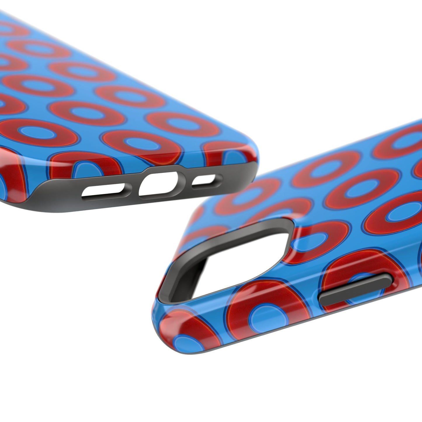 Impact-Resistant Lumpy Donut Case - red vivid donut print w/sky royal blue background