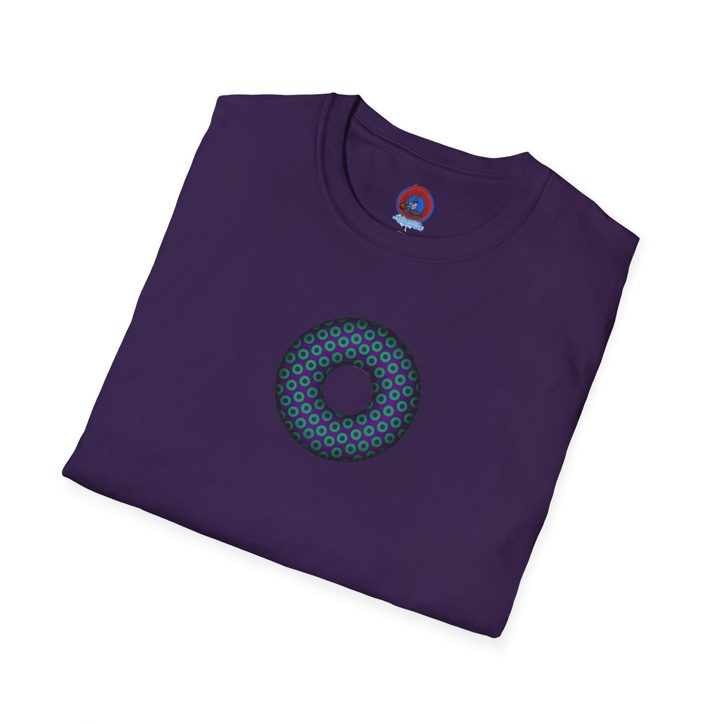 Plain Donuts/Unisex Soft-Style - "Plain Paradoxical Grided Donuts" - green/purple donuts