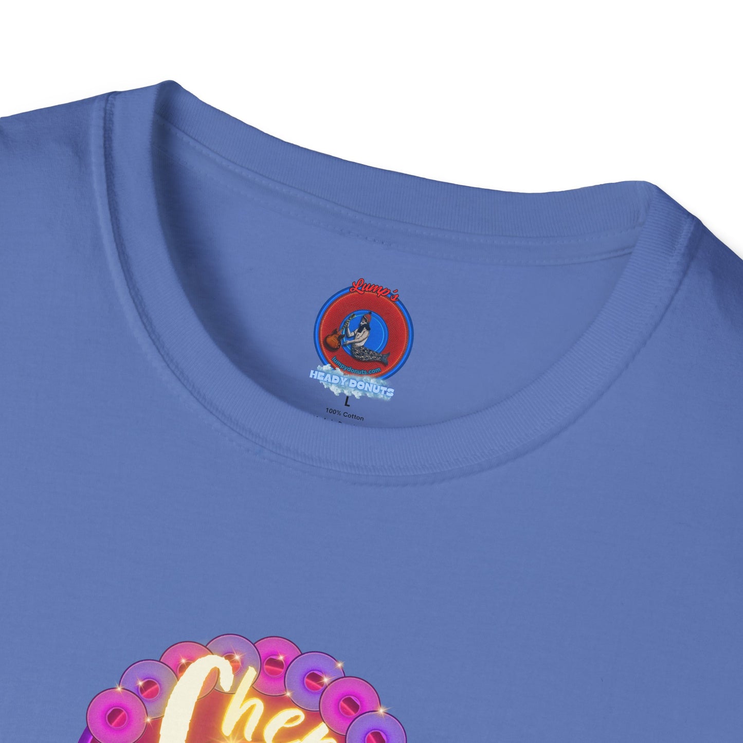 Classic Donut Tee - Unisex Soft-Style - "Chering is Caring Donut' - vivid magenta/purple donut