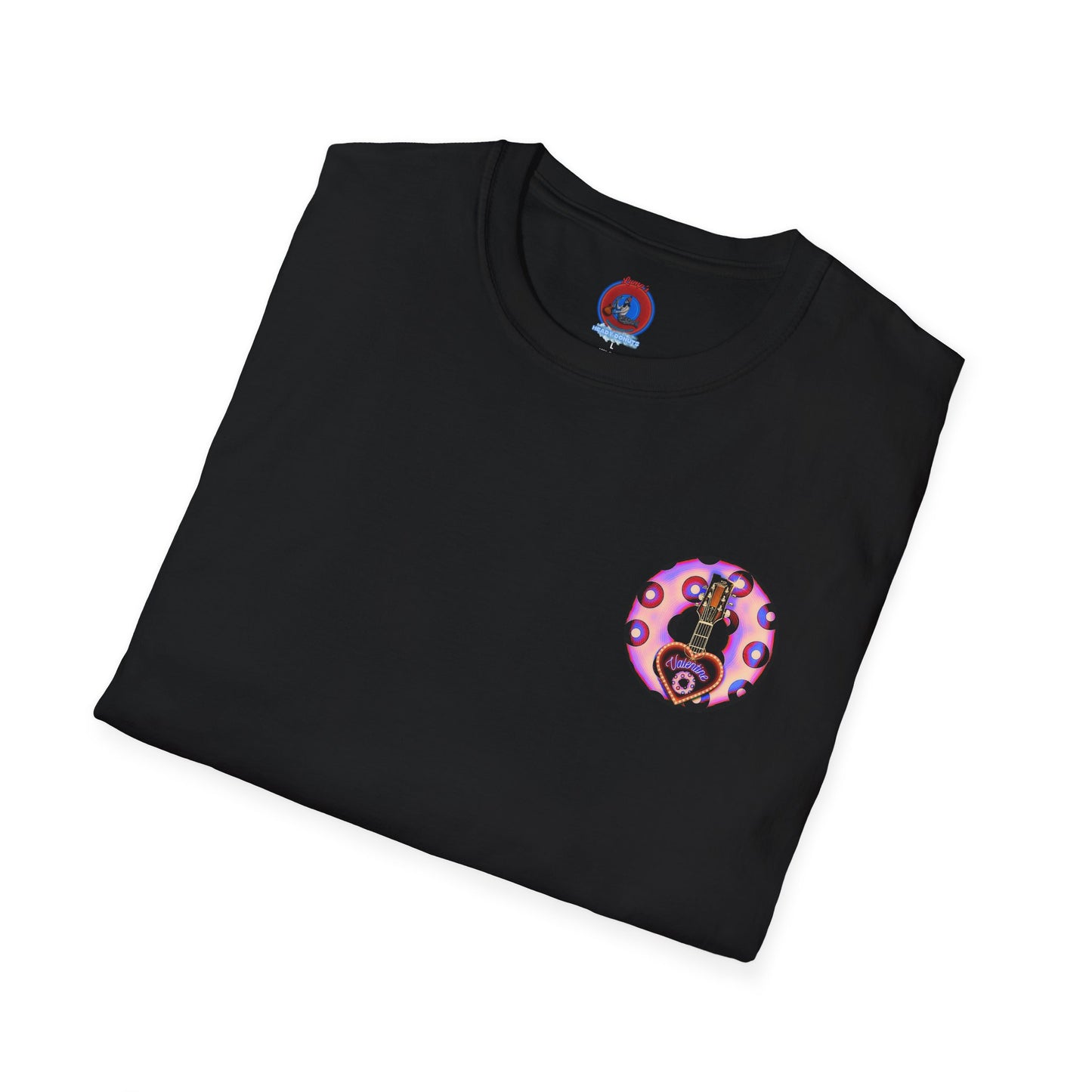 Classic Donut Tee - Unisex Soft-Style - "Would You Be My Donut?" - paradoxical faded purple/red donut - variant 3