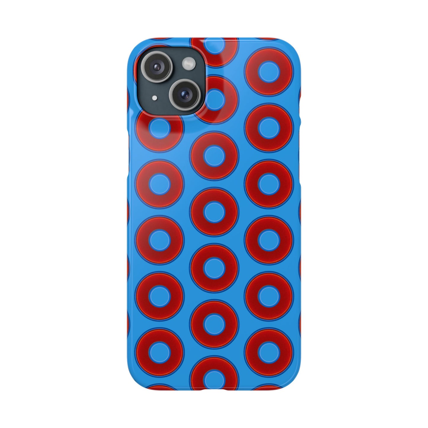 Lumpy Donut Snap Case - red vivid donut print w/sky royal blue background