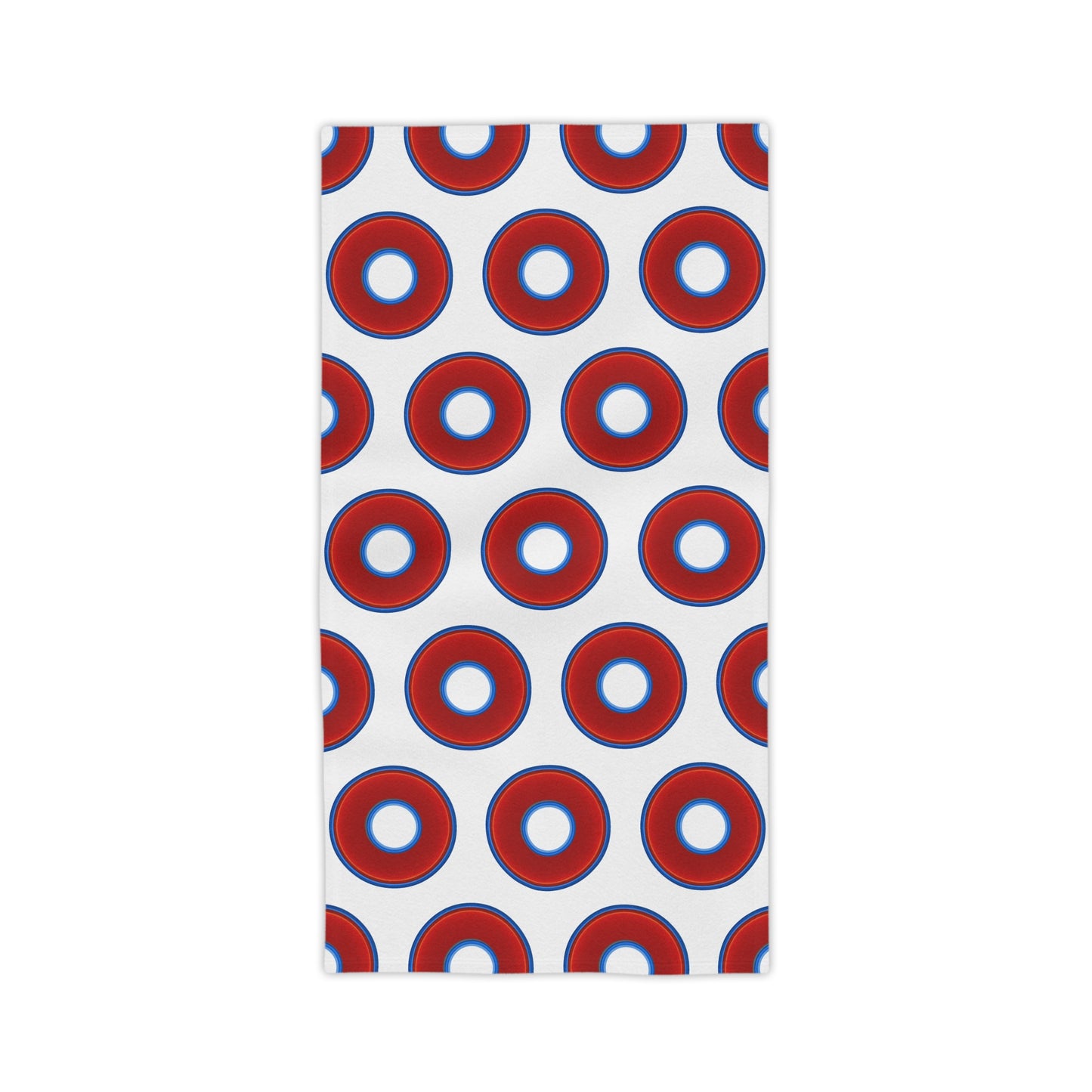 Lumpy Donut Towels - vivid red donuts w/white background