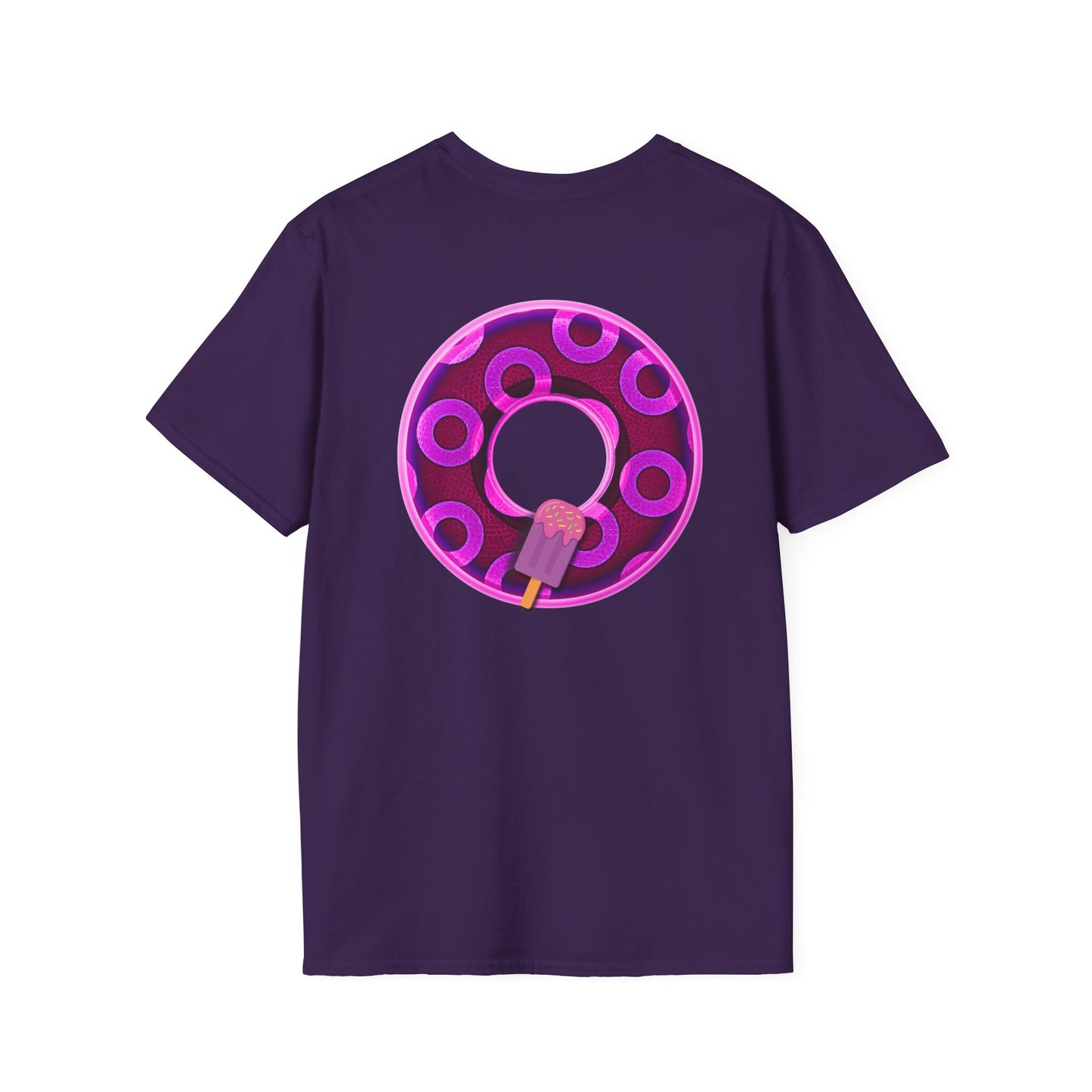 Classic Donut Tee - Unisex Soft-Style - "It's Ice Cream Popsicles - YEMSG Donut" - purple/magenta paradox donut - variant 1