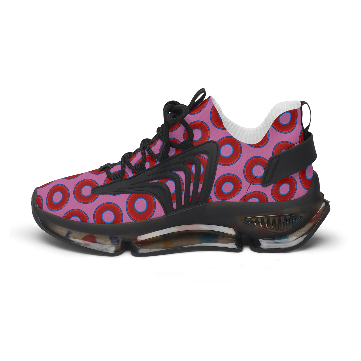 Women's Donut Kicks - red vivid donut print w/pink background