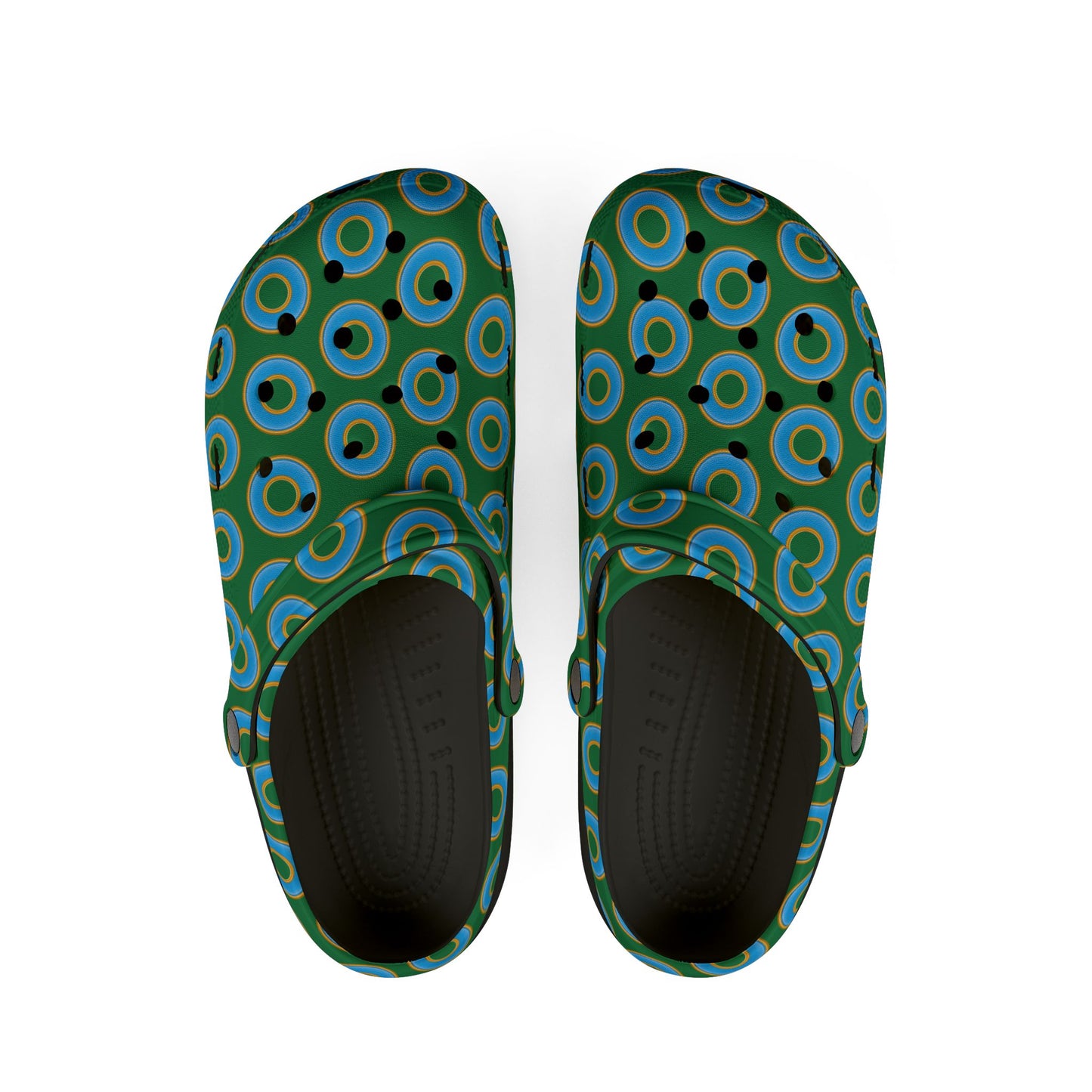 Spatchcocks - donut slip-on shoes - light blue rustic donuts w/green background [unisex]