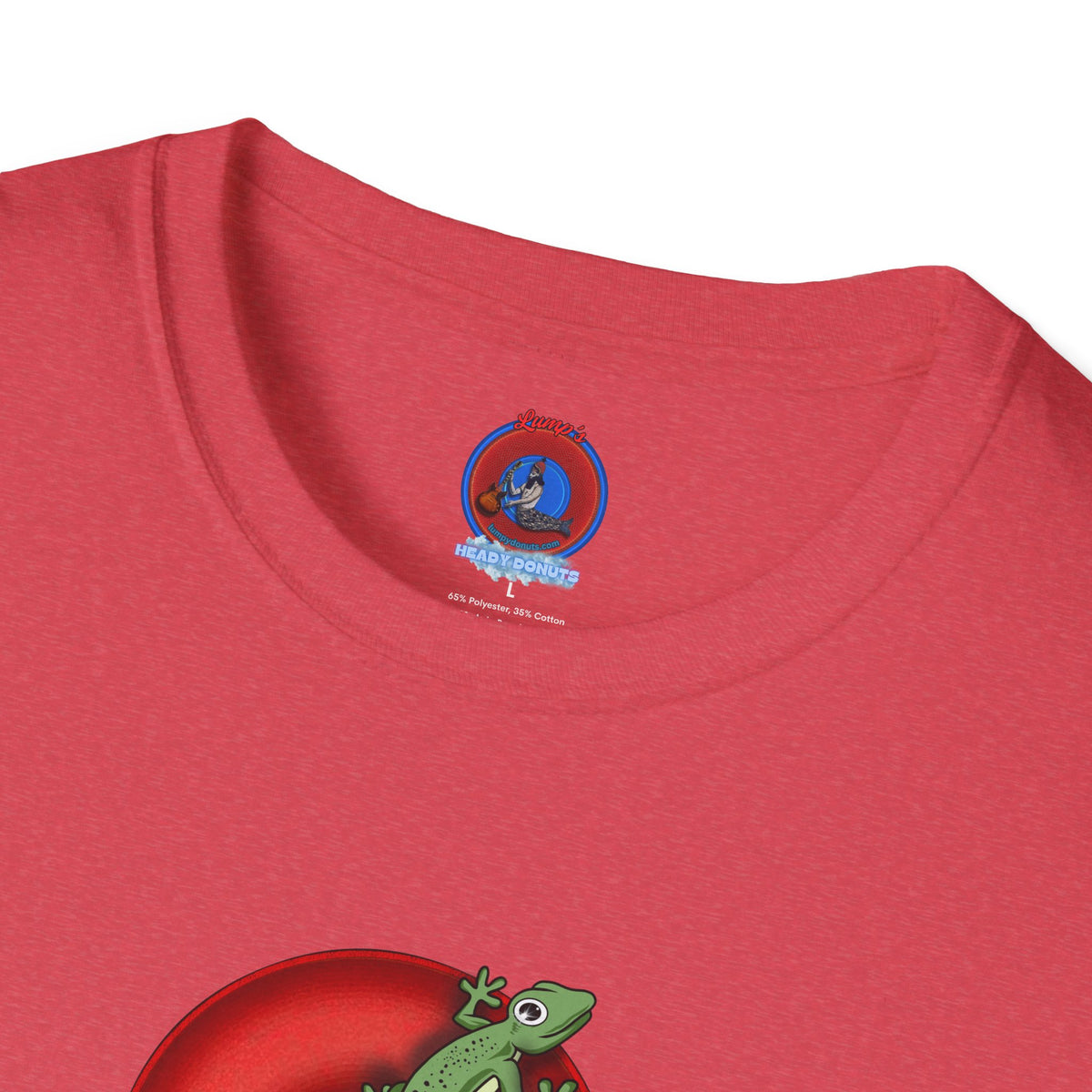 Classic Donut Tee - Unisex Soft-Style - "Practically Extinct Tee Shirt" - plump vivid red donut - variant 1