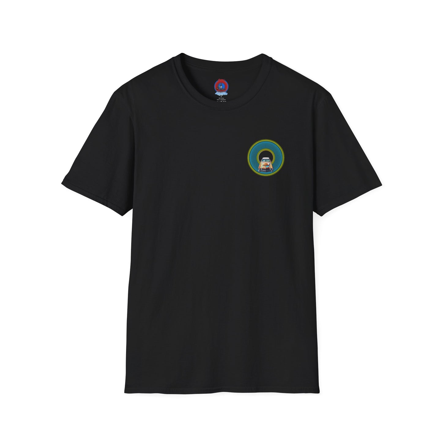 Classic Donut Tee - Unisex Soft-Style - "Cadillac Rainbow Spaghetti Incident" - series 1.0  - variant 1 - blue/green donut