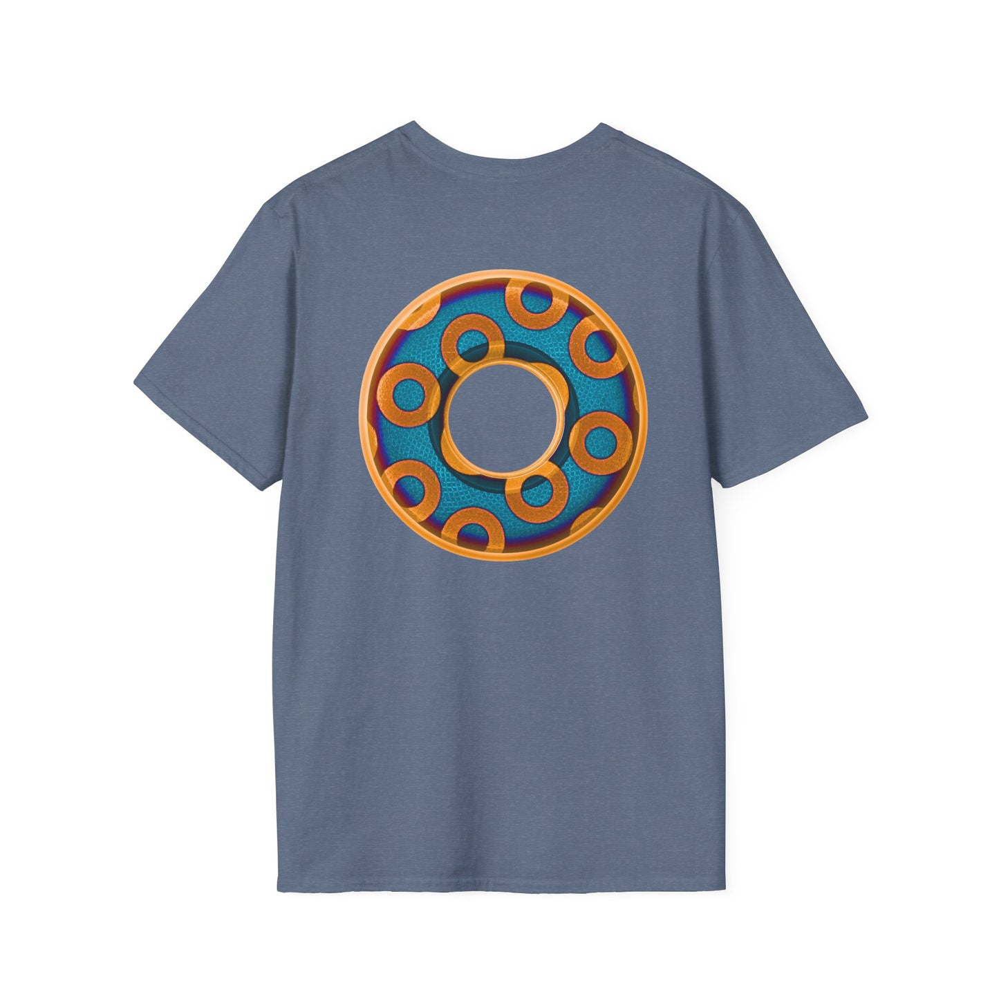 Plain Donuts/Unisex Soft-Style - "Plain Rustic Paradoxical Donuts" - light blue/orange donuts