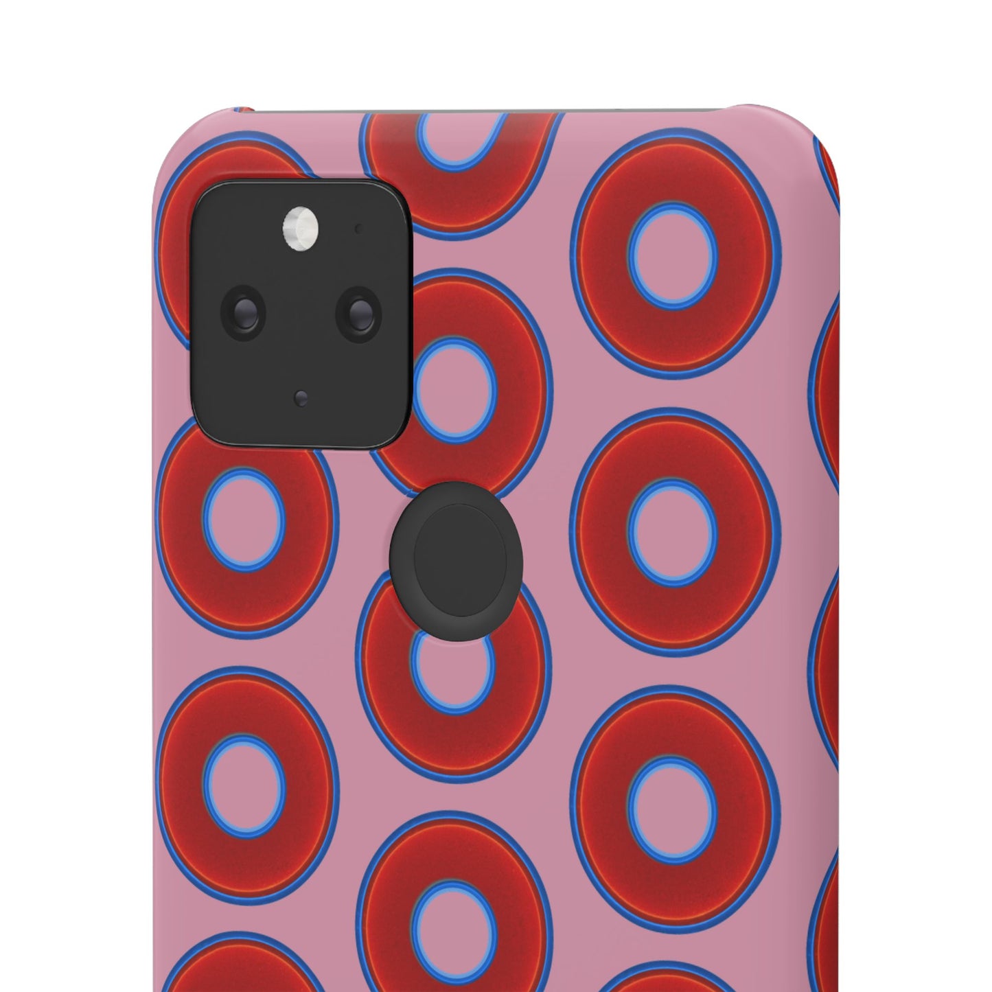 Lumpy Donut Snap Case - red vivid donut print w/pale magenta background