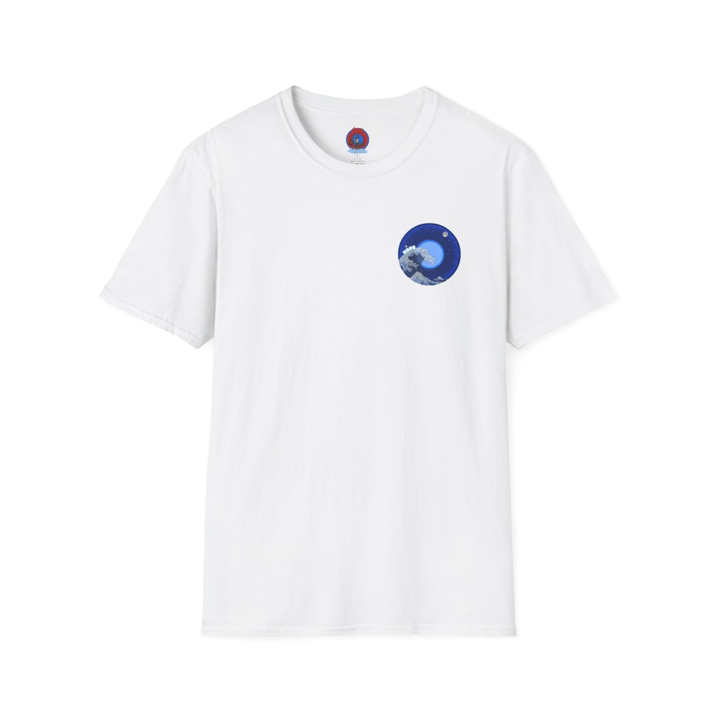 Classic Donut Tee - Unisex Soft-Style - "The Hopeful Waving Donut" - variant 2 - vivid blue donut