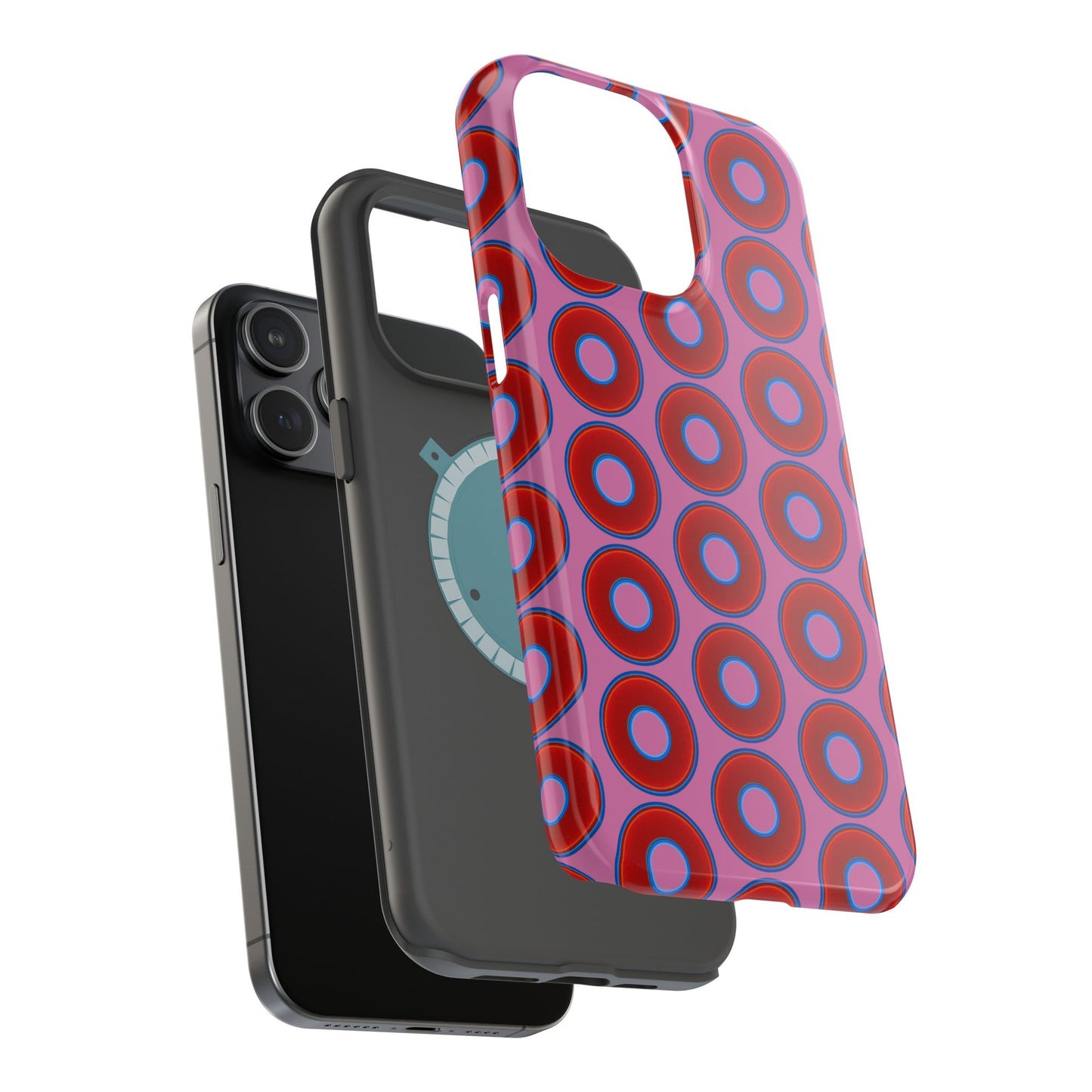Magnetic Tough Donut Case - red vivid donut print w/pink background