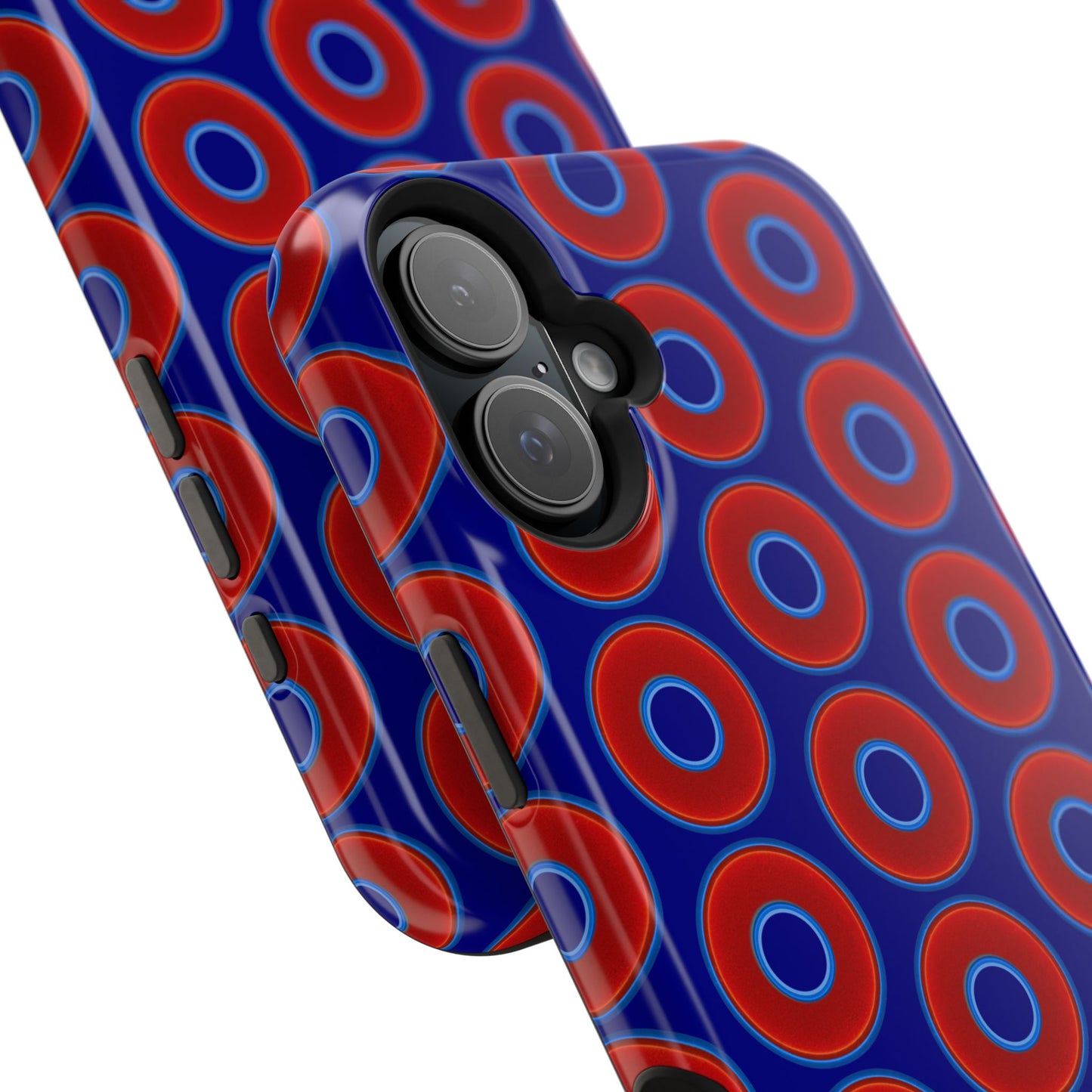 Magnetic Tough Donut Case - red vivid donut print w/vivid navy blue background