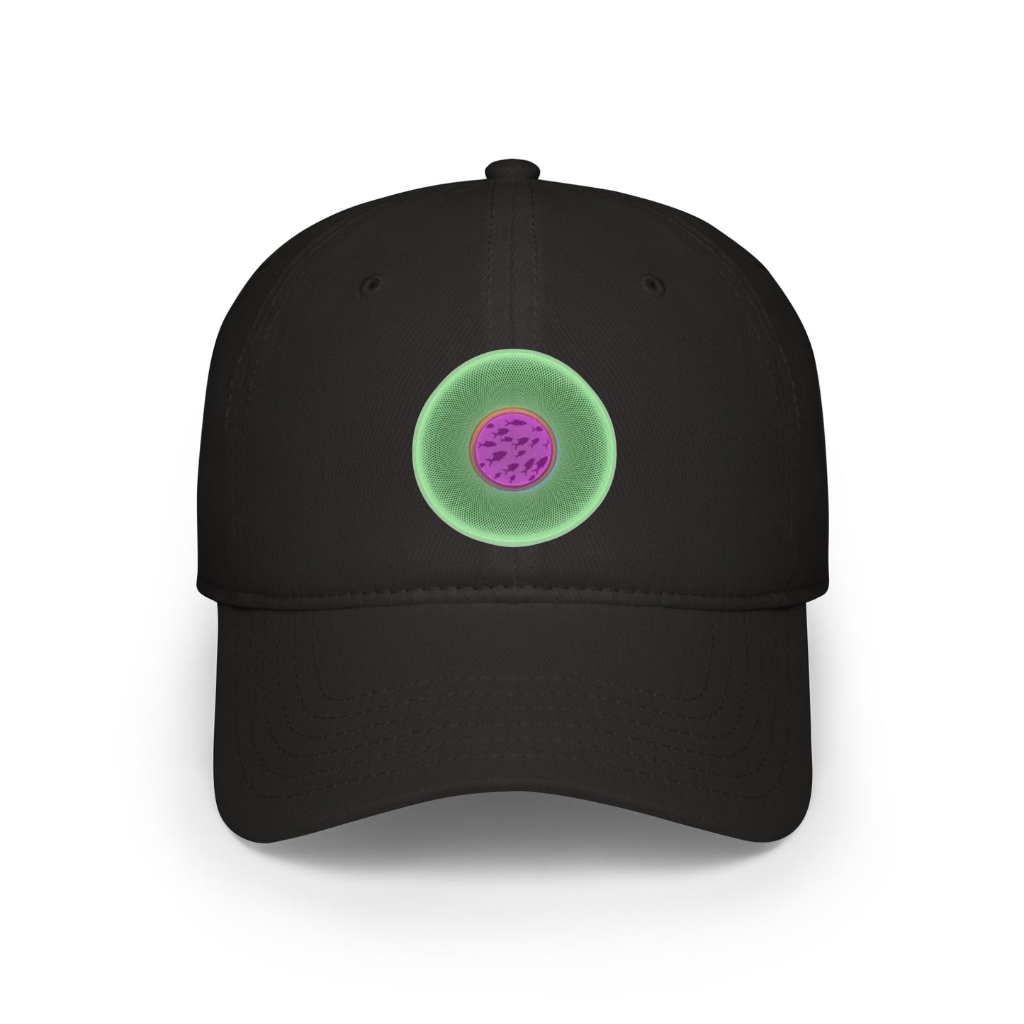 Lumpy Donut Baseball Cap - "Swimming by this Donut Cap" - variant 3 - light green/magenta phatty donut w/