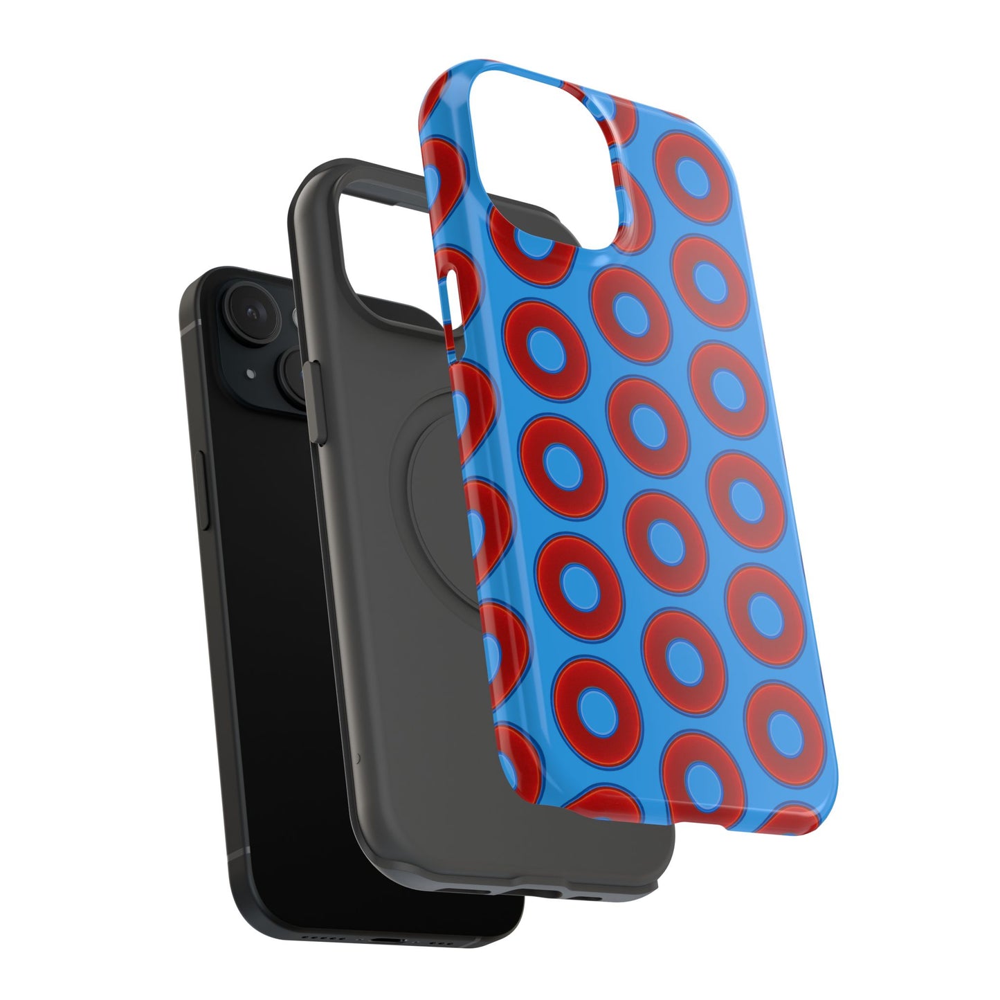 Impact-Resistant Lumpy Donut Case - red vivid donut print w/sky royal blue background